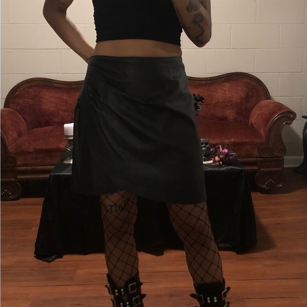Faux Black Leather Skirt